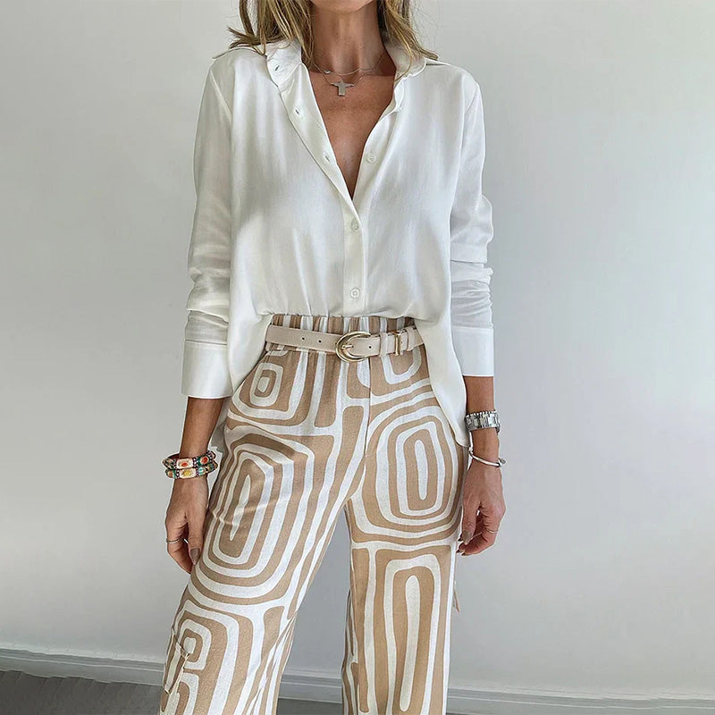 Two-Piece Set Shirt Patterned Pants