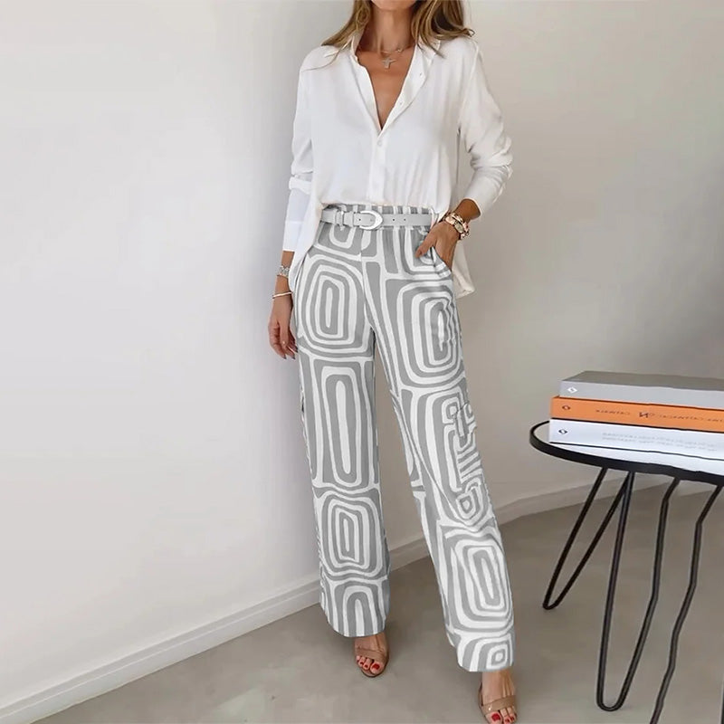 Two-Piece Set Shirt Patterned Pants