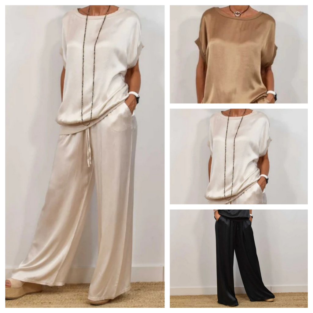 Two-Piece Set Blouse Pants Drawstring