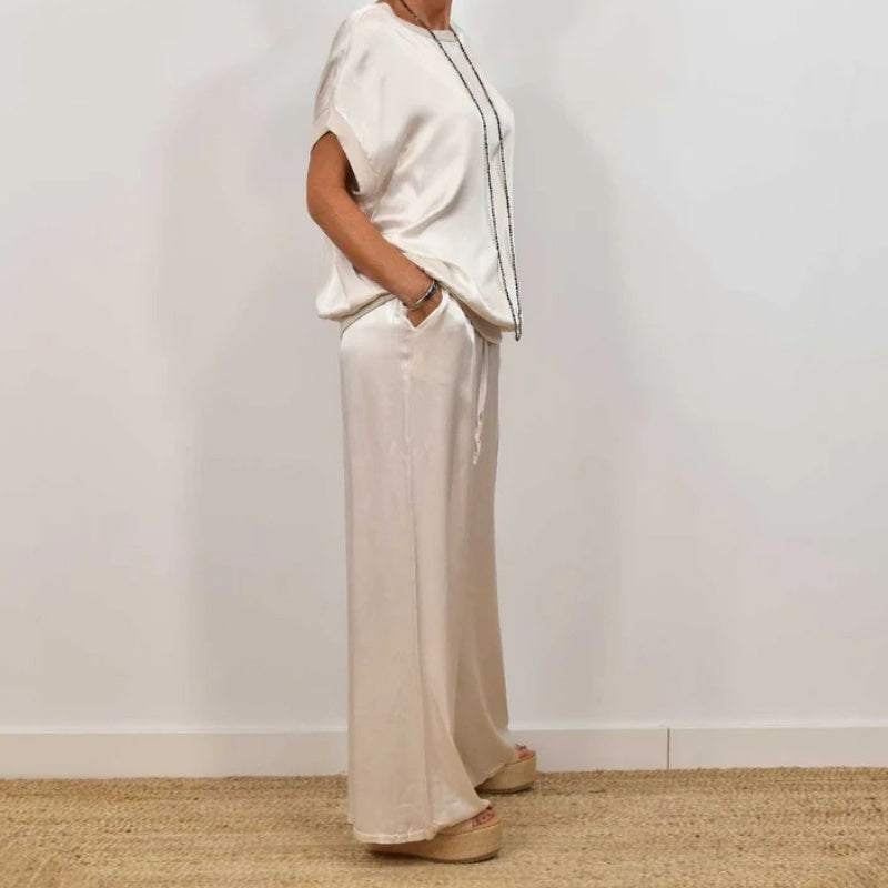 Two-Piece Set Blouse Pants Drawstring