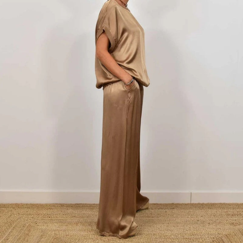 Two-Piece Set Blouse Pants Drawstring
