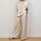 Two-Piece Set Blouse Pants Drawstring