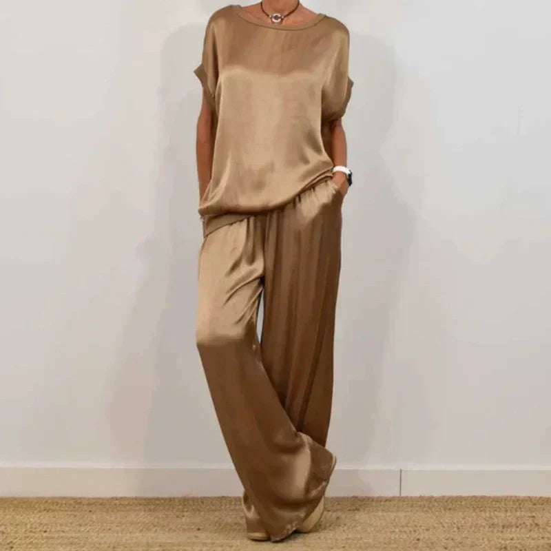Two-Piece Set Blouse Pants Drawstring