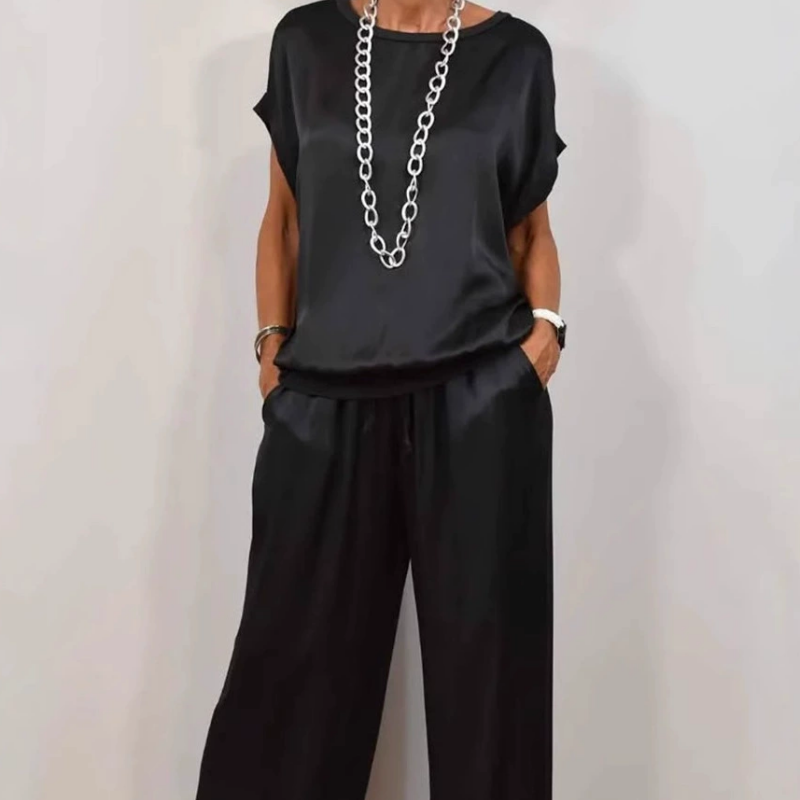 Two-Piece Set Blouse Pants Drawstring