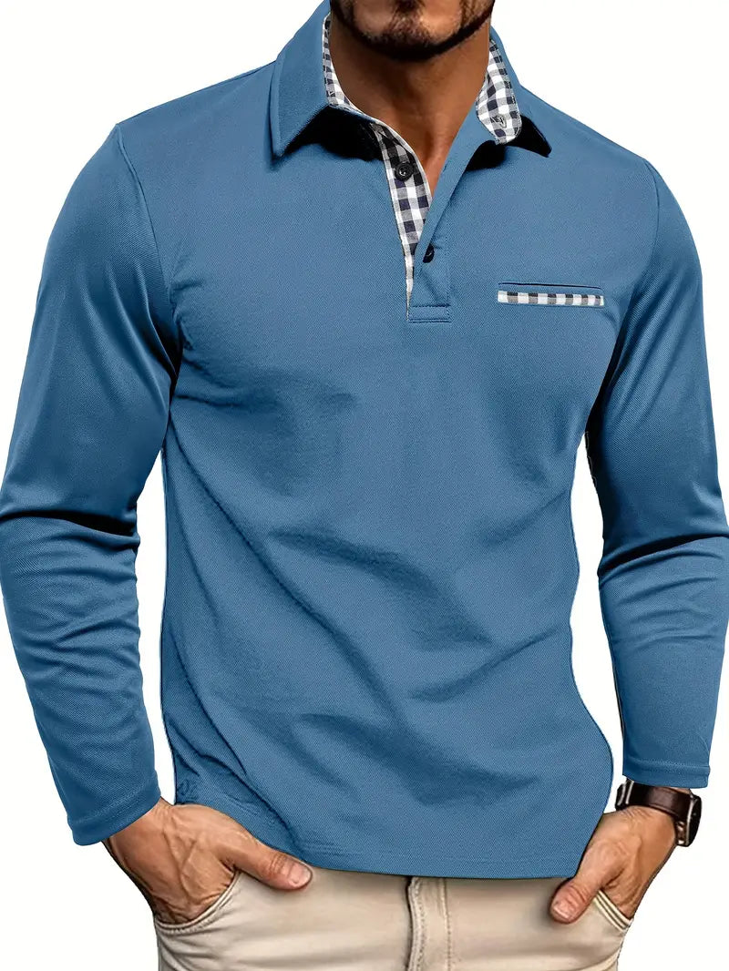 Mens Long Sleeve Knit Polo Four Color
