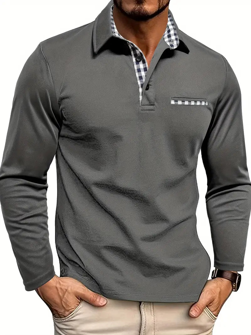 Mens Long Sleeve Knit Polo Four Color