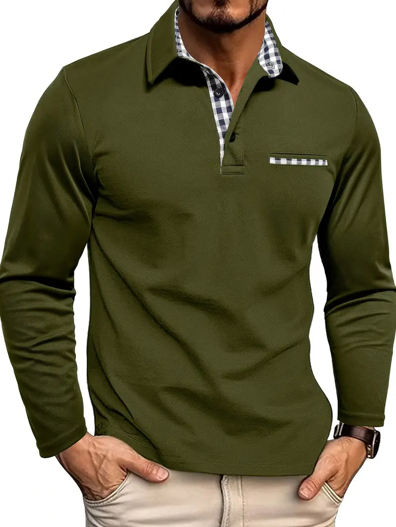 Mens Long Sleeve Knit Polo Four Color