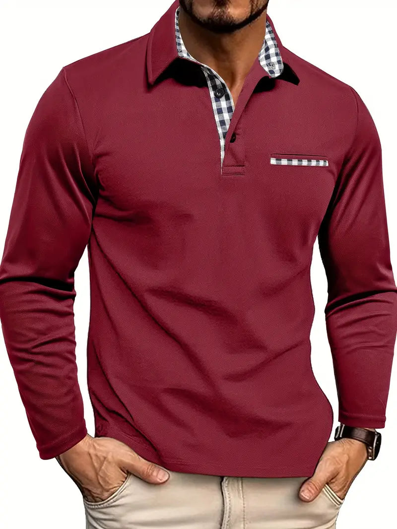 Mens Long Sleeve Knit Polo Four Color