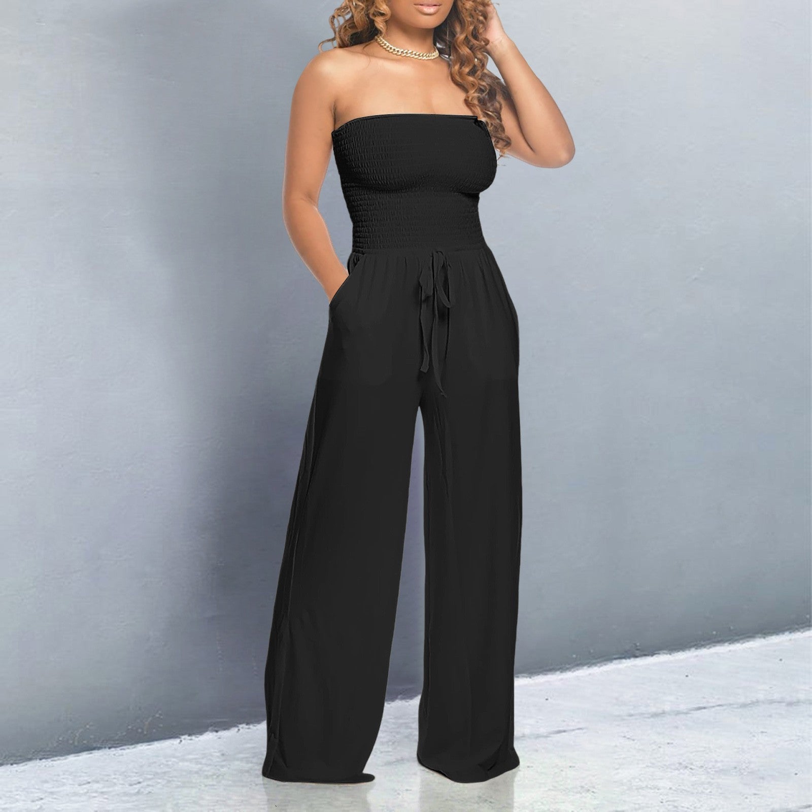 Off-Shoulder Jumpsuit Wide Leg