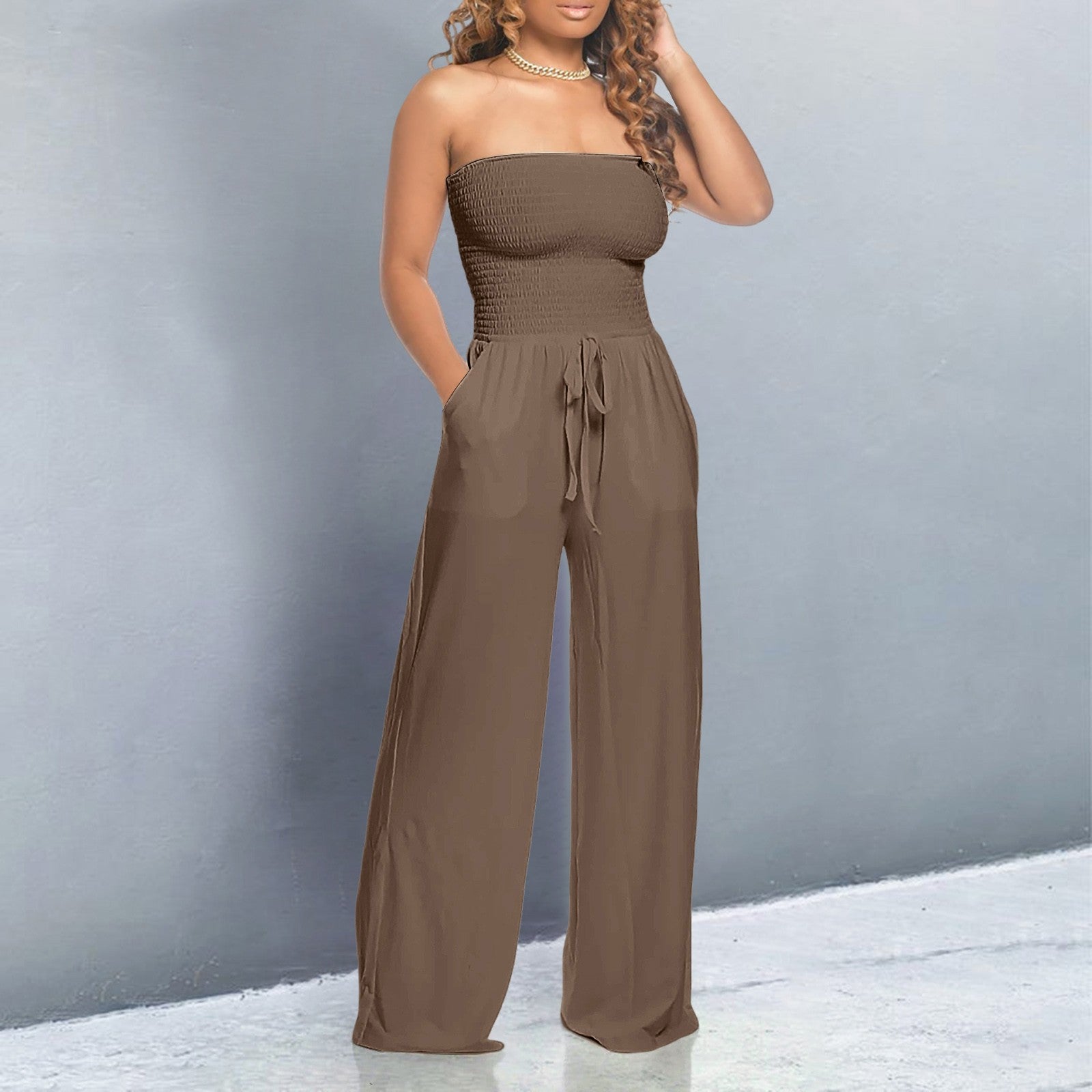 Off-Shoulder Jumpsuit Wide Leg