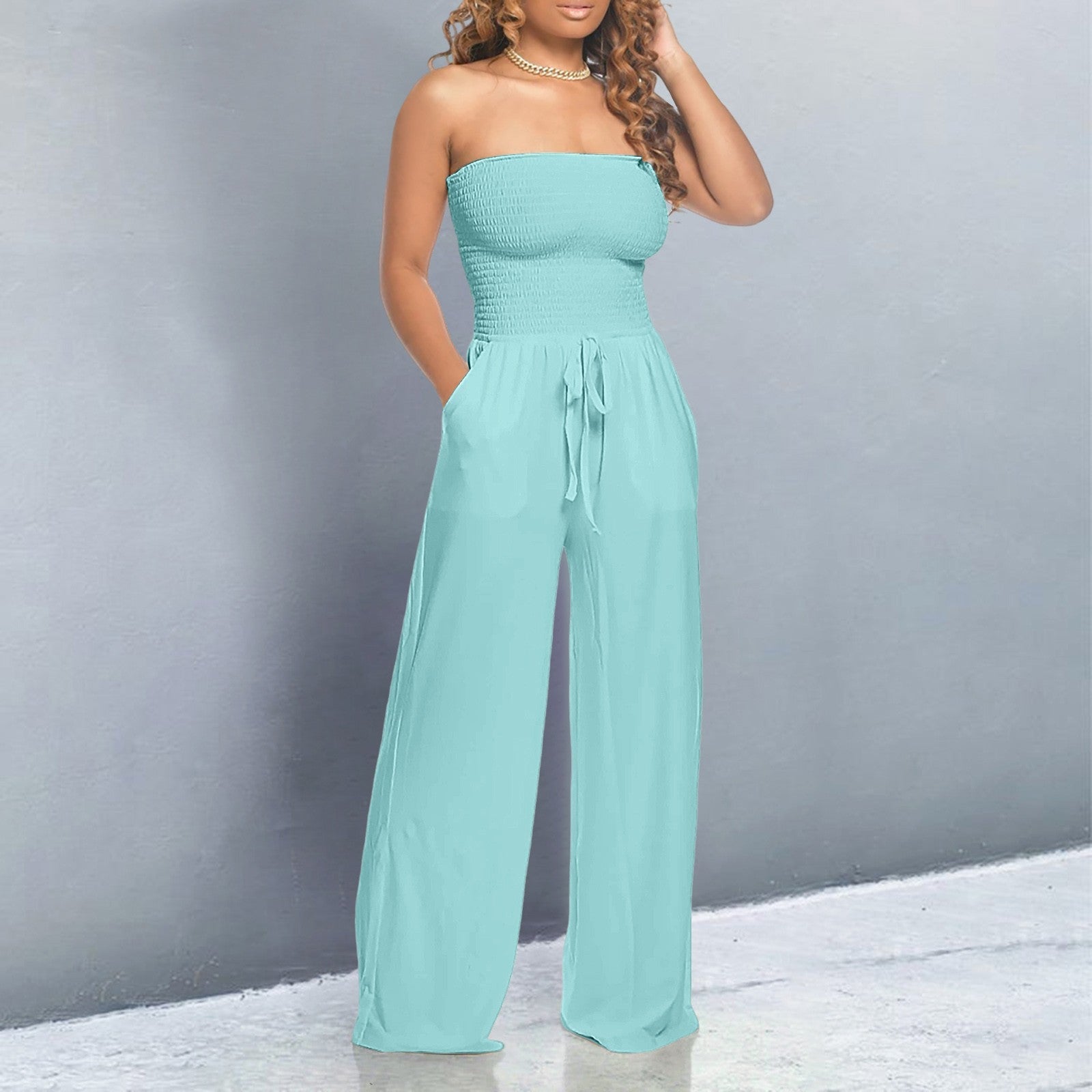 Off-Shoulder Jumpsuit Wide Leg