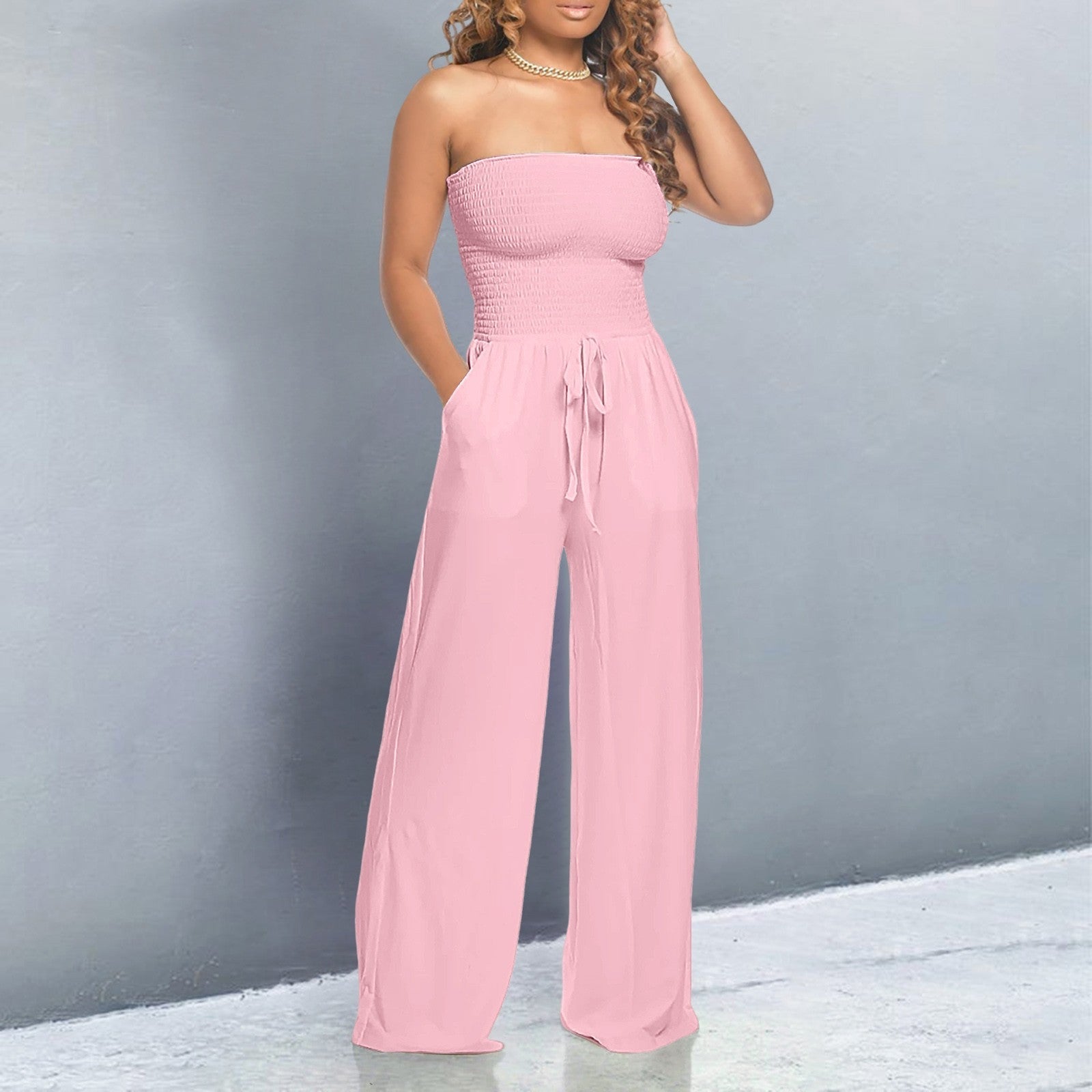 Off-Shoulder Jumpsuit Wide Leg