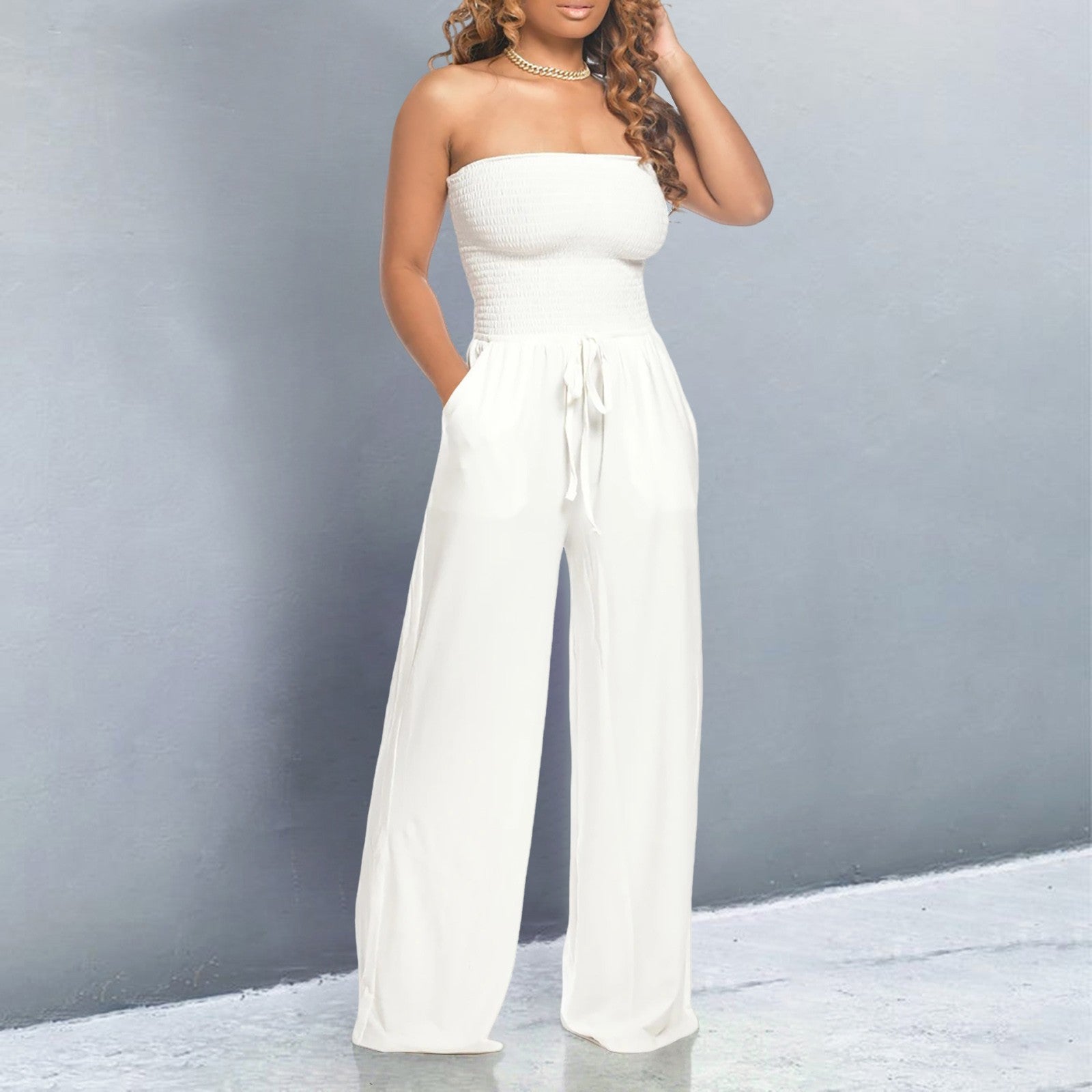 Off-Shoulder Jumpsuit Wide Leg
