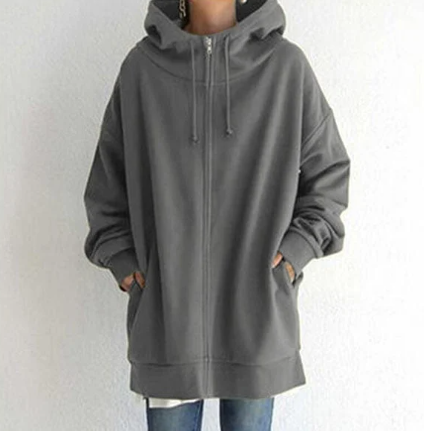 Women's Oversized Zip Hoodie Soft Fleece Relaxed Fit Casual