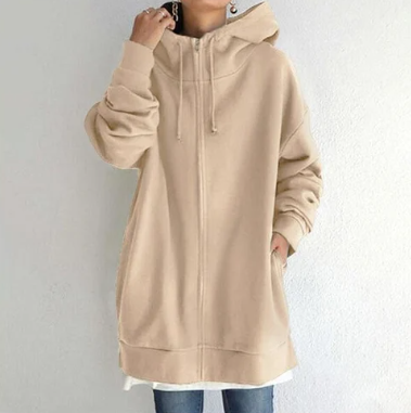 Women's Oversized Zip Hoodie Soft Fleece Relaxed Fit Casual