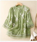 Floral Embroidered Blouse Loose Fit