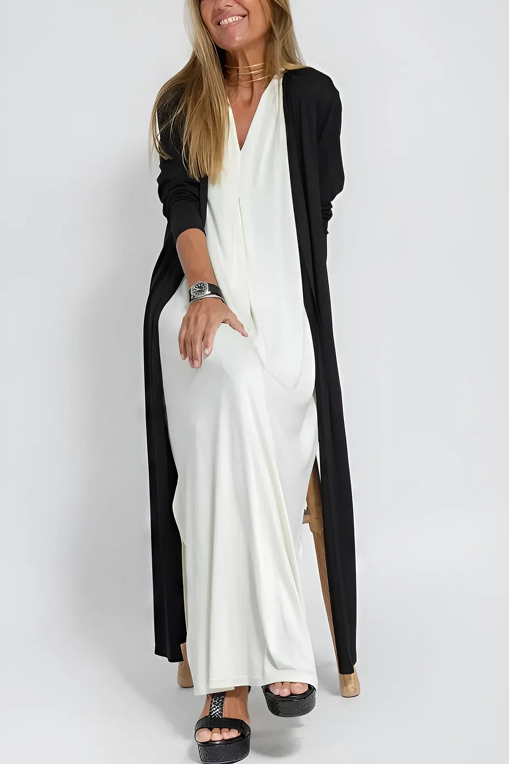 Long Dress Cardigan Set