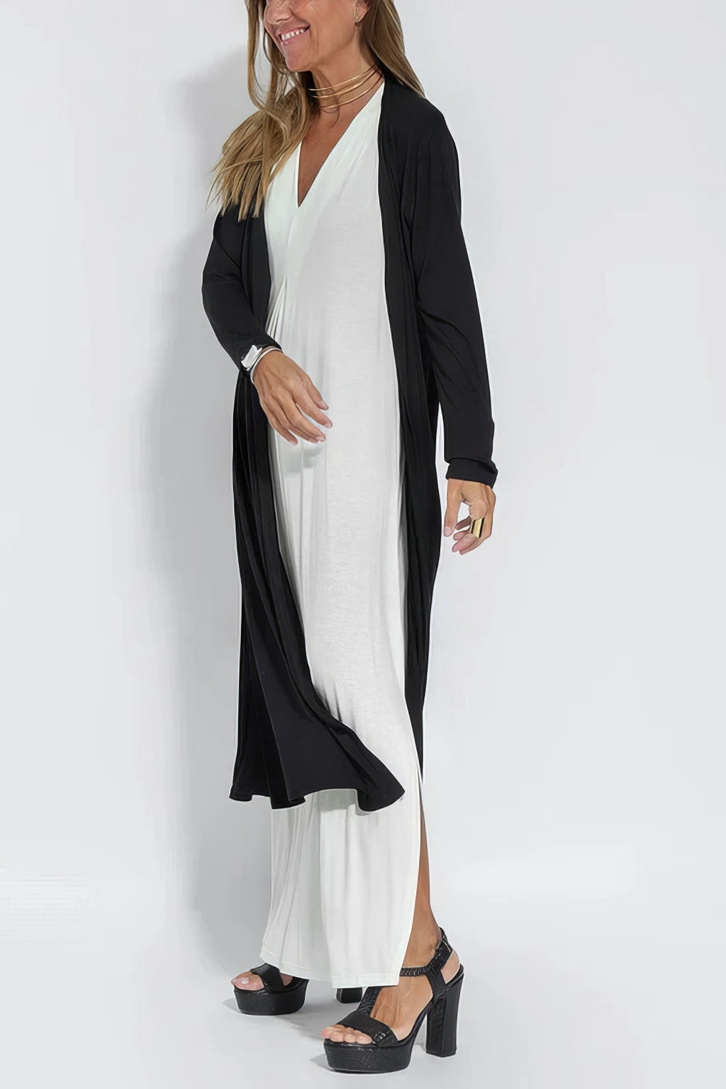 Long Dress Cardigan Set