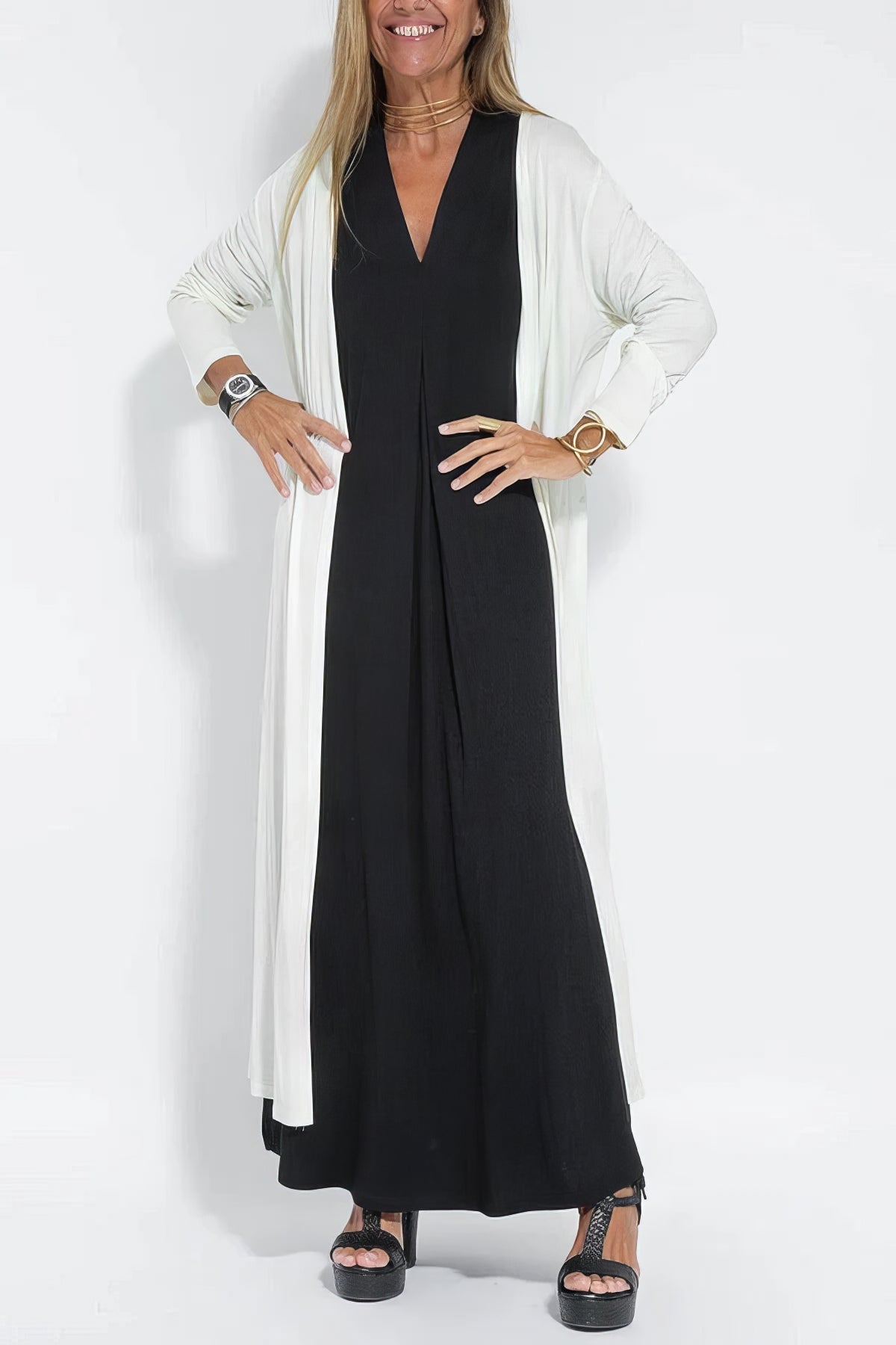 Long Dress Cardigan Set