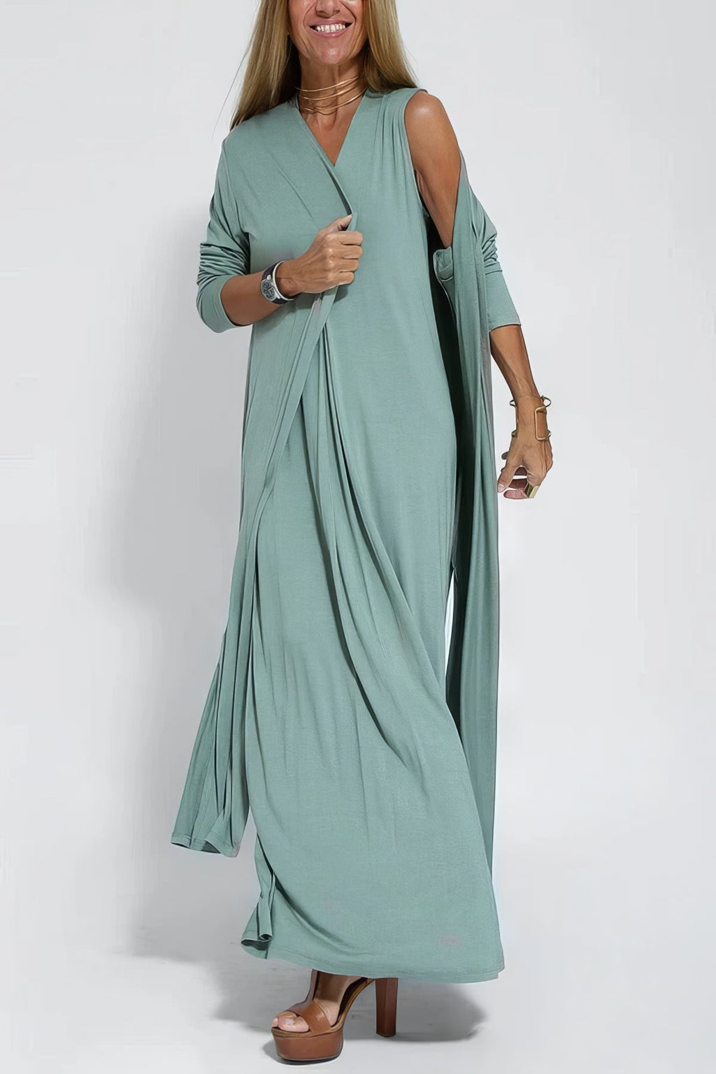 Long Dress Cardigan Set