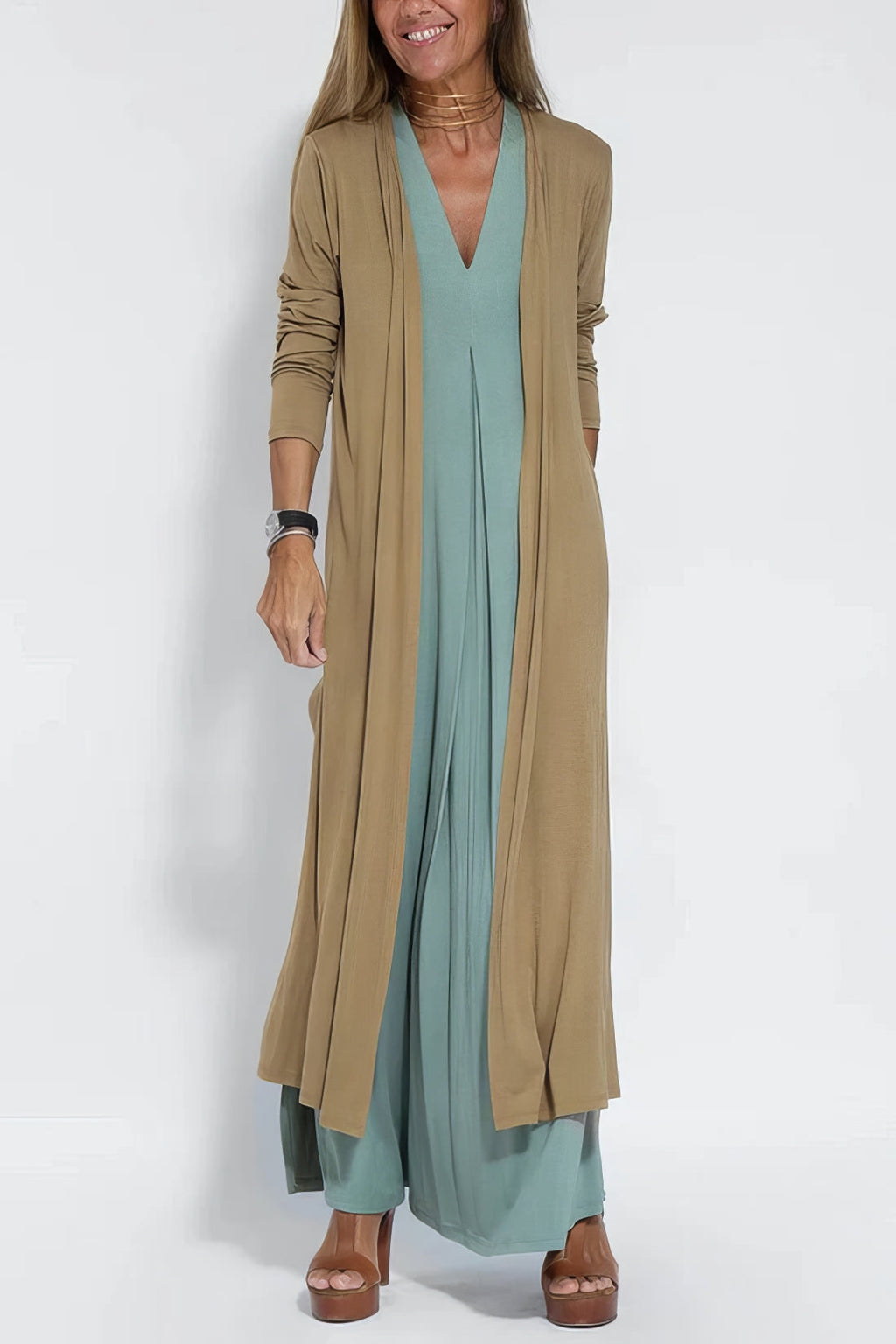 Long Dress Cardigan Set