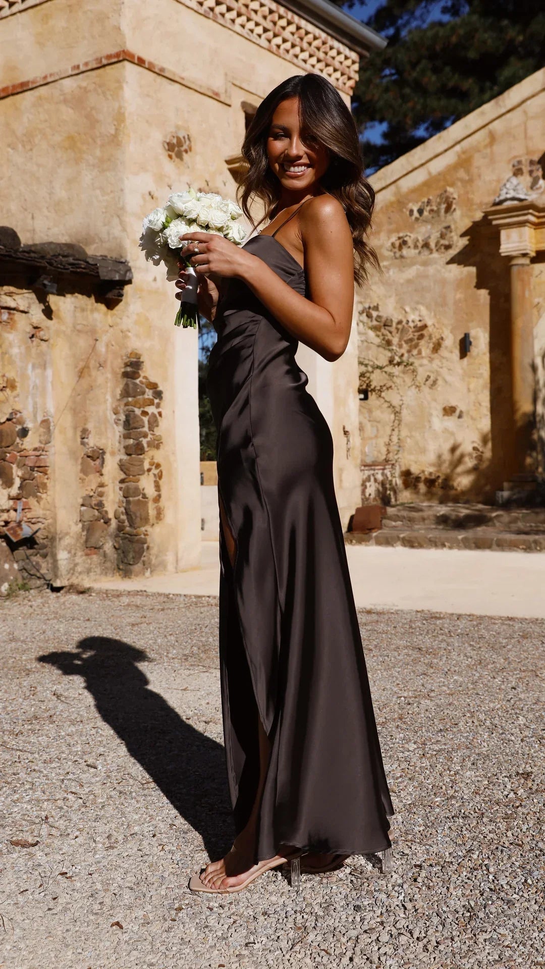 Womens Maxi Dress Spaghetti Strap Side Split